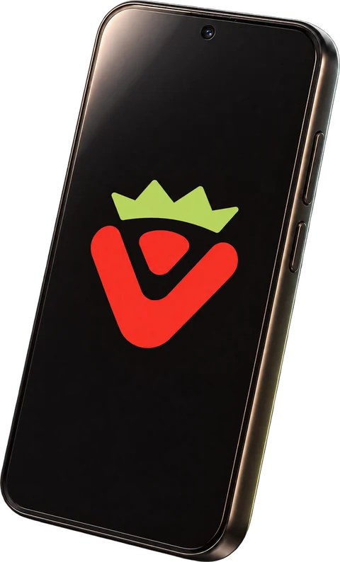 Телефон с приложением Pulberry и объёмная клубника Pulberry